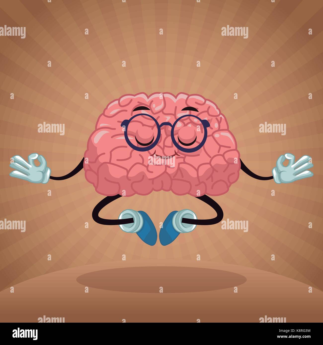 Cute brain cartoon Stock Vector