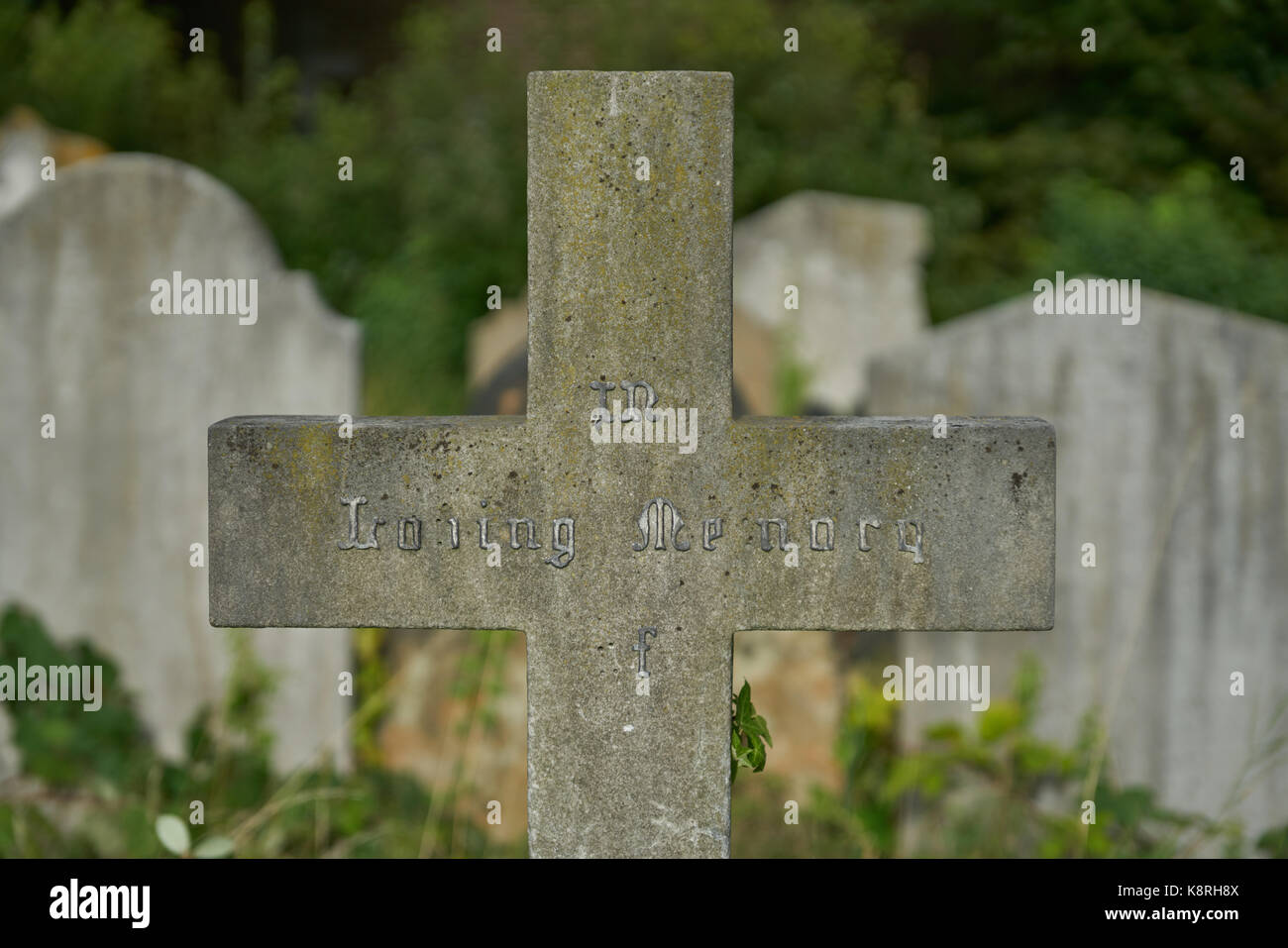 cross shaped tombstone brompton cemetery Stock Photo