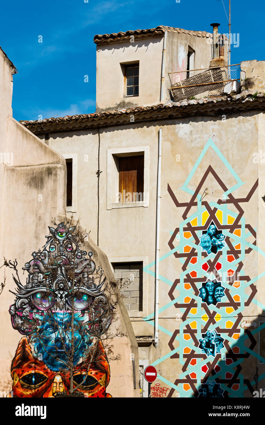 Street Art, rue Clérisseau, Nimes,Gard, France Stock Photo