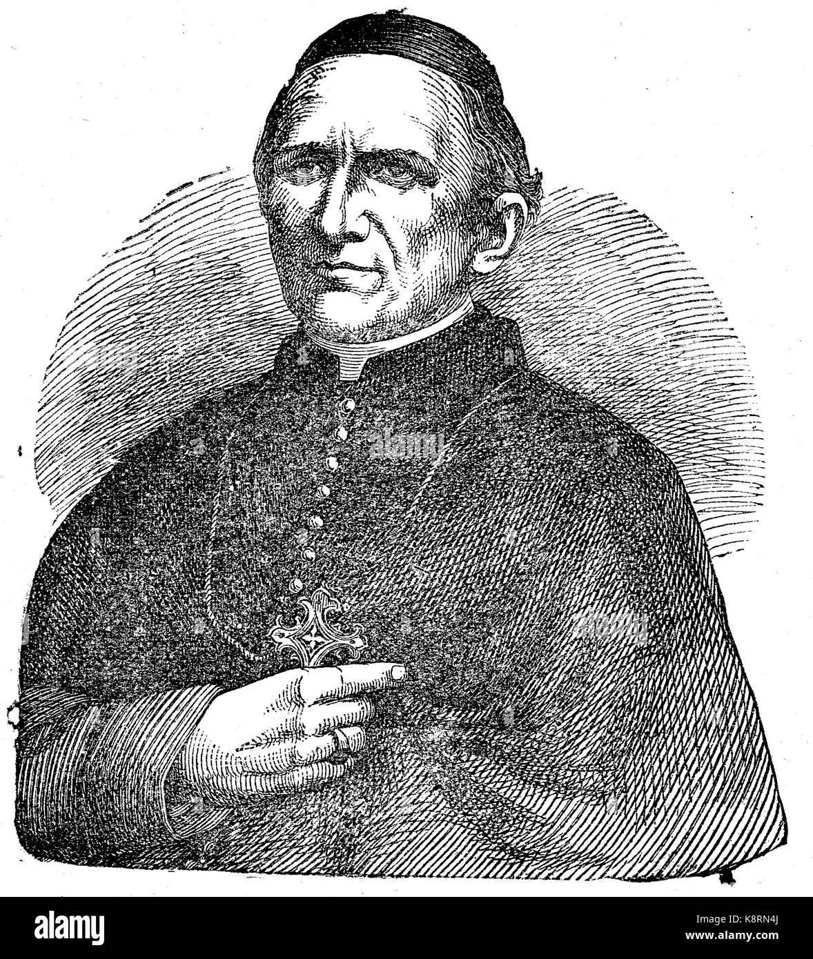 Paul Melchers,1813 - 1895 was a Cardinal and Archbishop of Cologne, digital improved reproduction of a woodcut, published in the 19th century Stock Photo