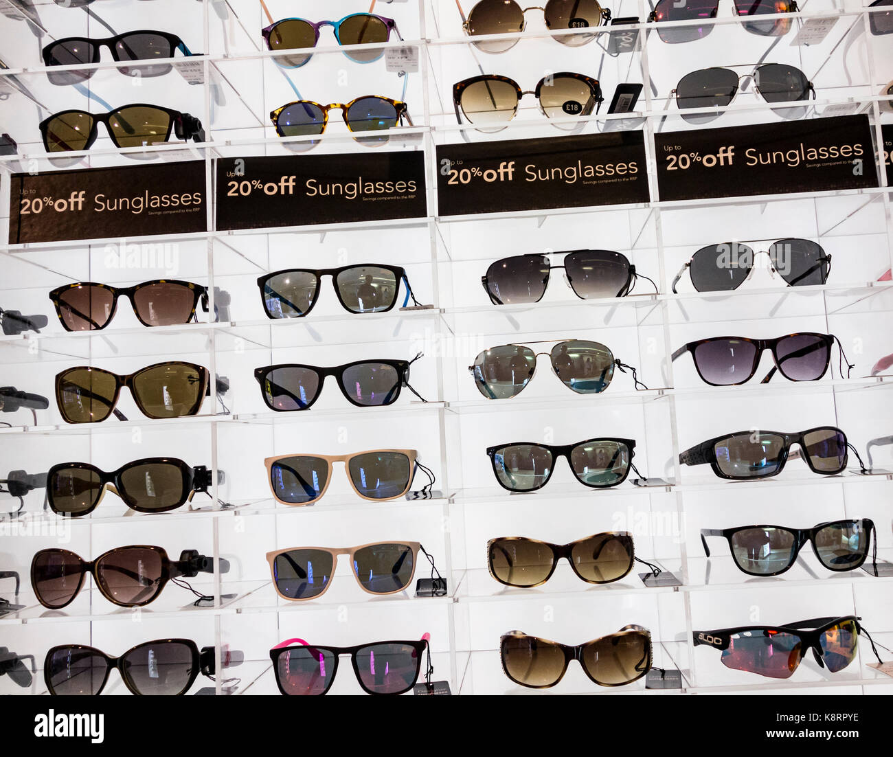 Sunglasses in airport duty free shop 
