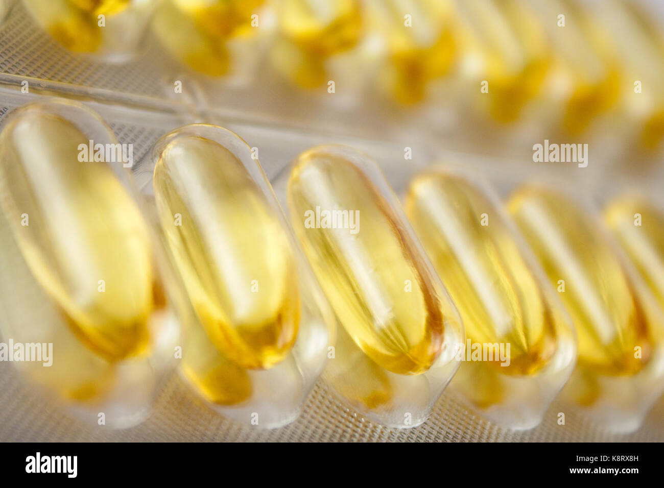 Close Up Of Yellow Gel Pills In A Blister Stock Photo Alamy