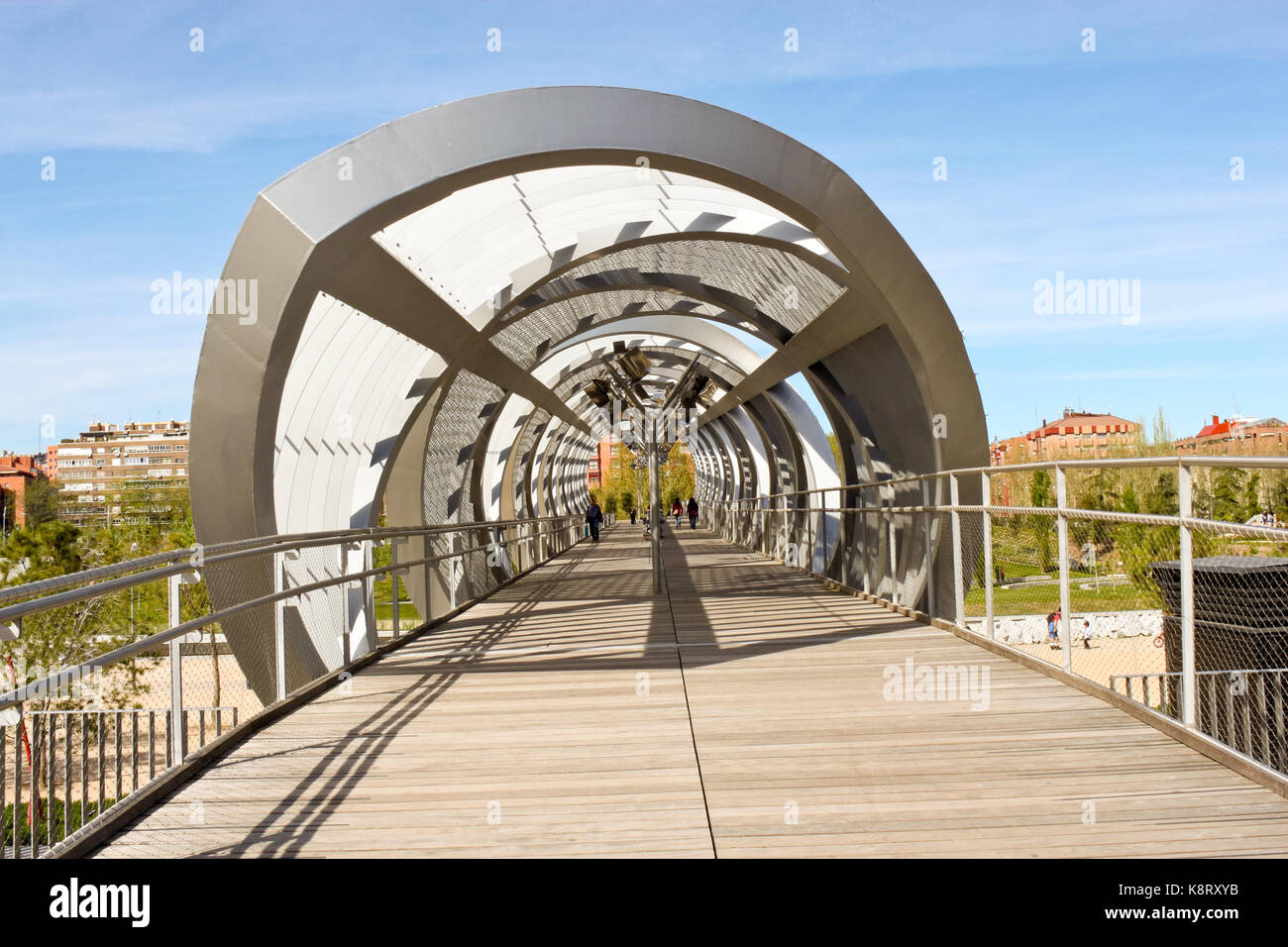 Madrid, Spain - April 20, 2013: Arganzuela Bridge designed by Dominique Perrault. Stock Photo