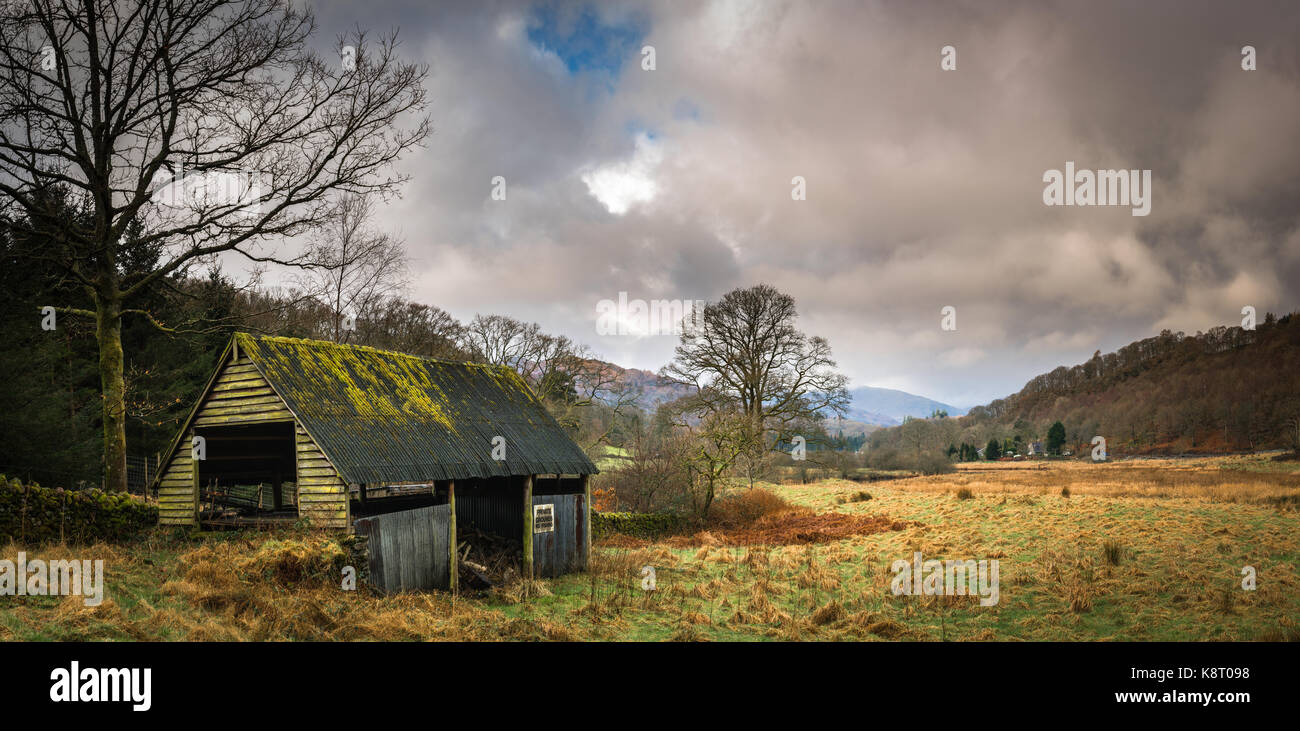 I drive passed this semi-derelict old barn at Nanny Brow, on the River Brathay, just outside Ambleside on a very regular basis, and although I have ph Stock Photo