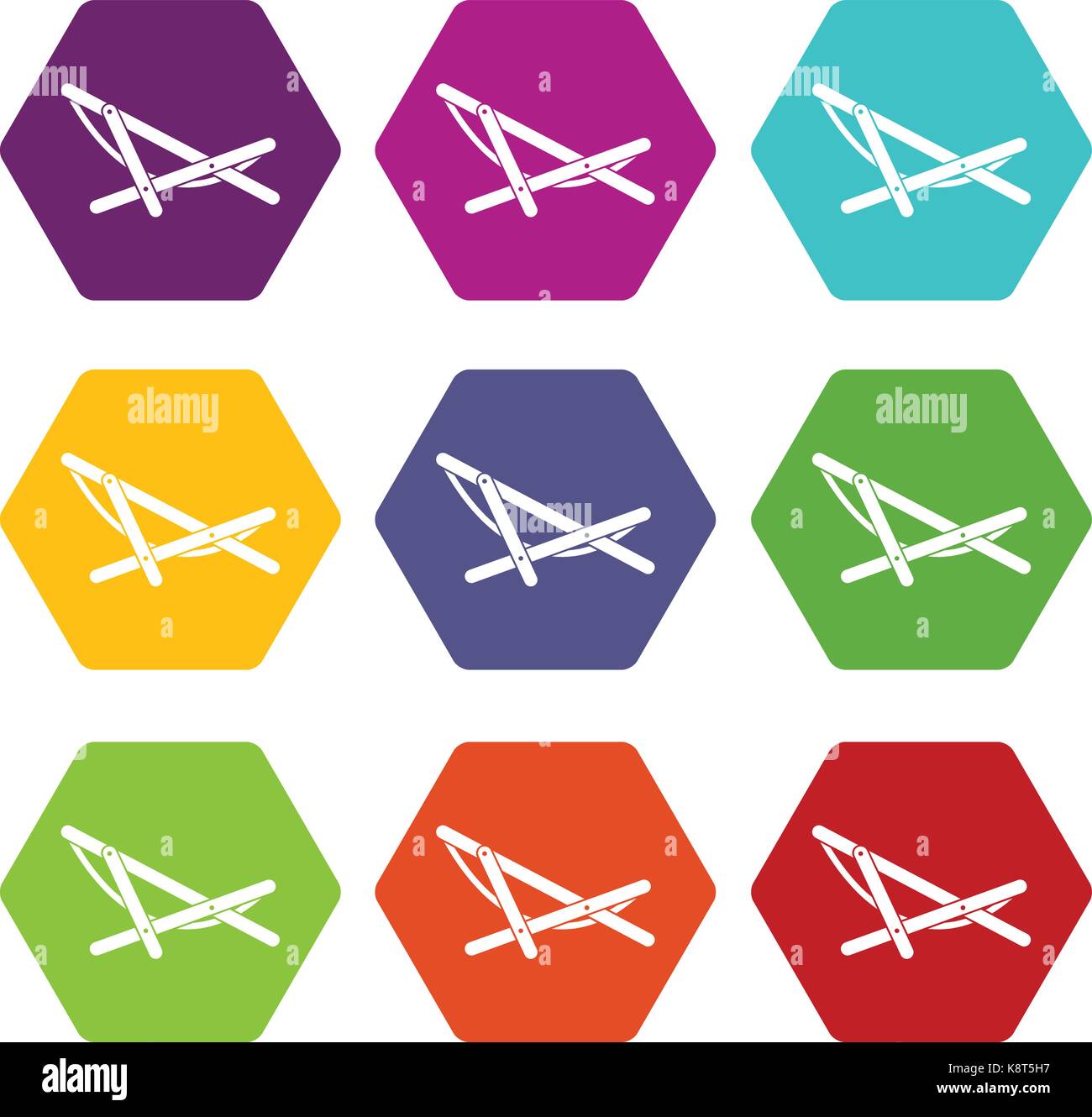 Beach chaise icon set color hexahedron Stock Vector Image & Art - Alamy