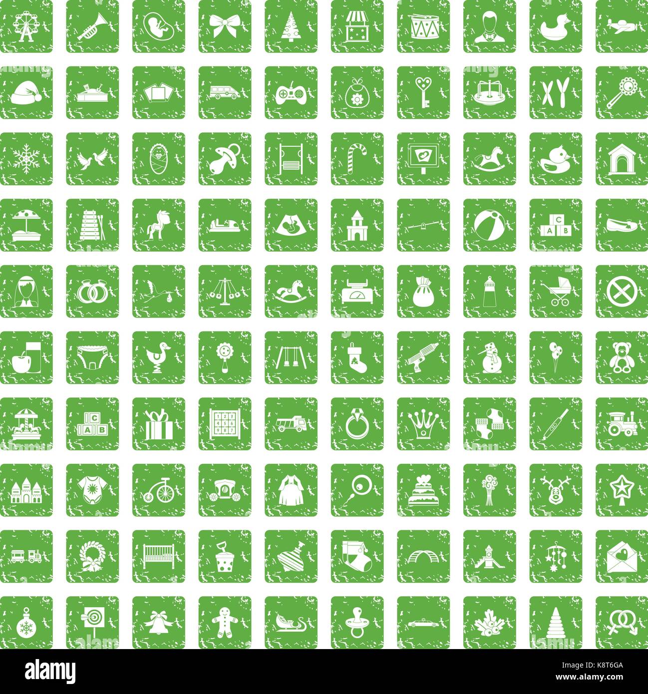 100 baby icons set grunge green Stock Vector Image & Art - Alamy