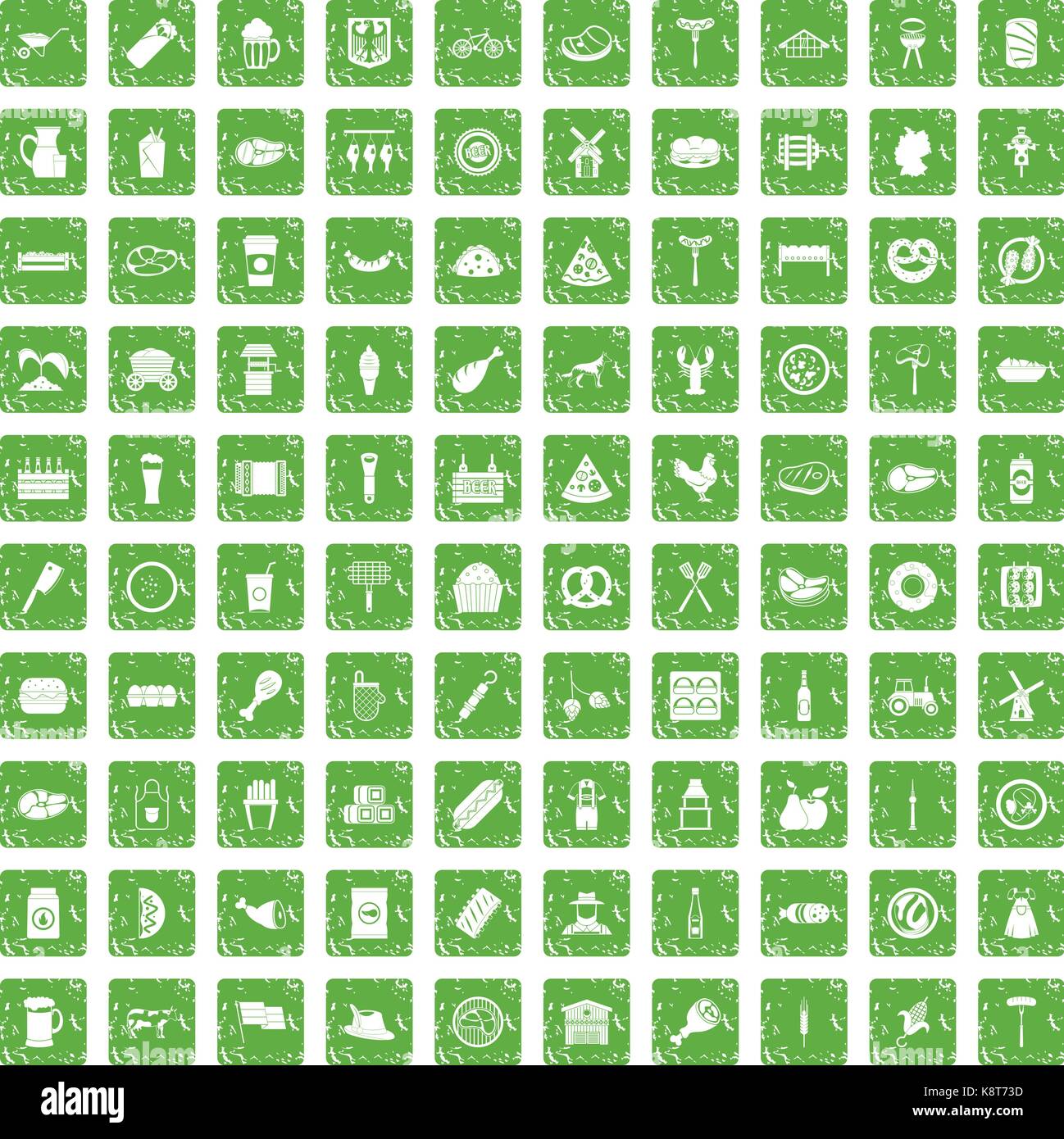 100 meat icons set grunge green Stock Vector Image & Art - Alamy