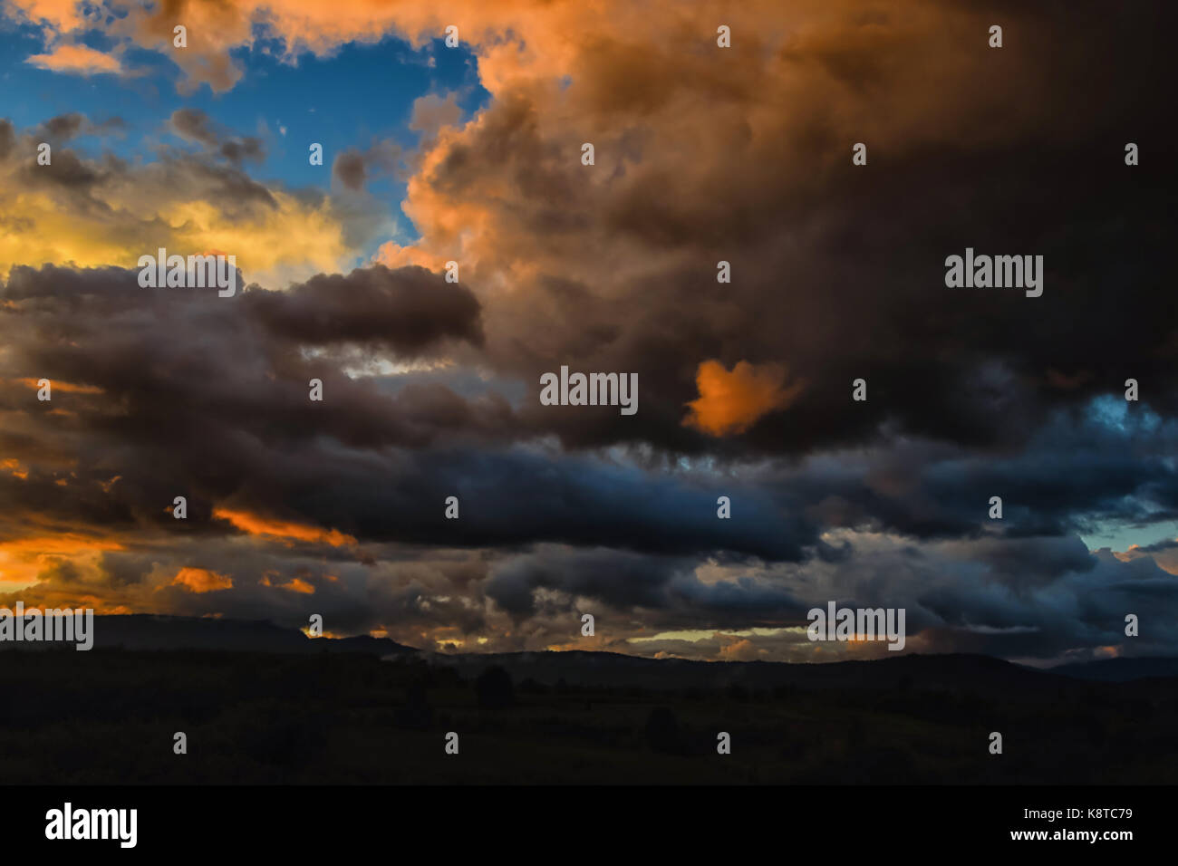Dark storm clouds before rain at sunset. cloud on sunset for background ...