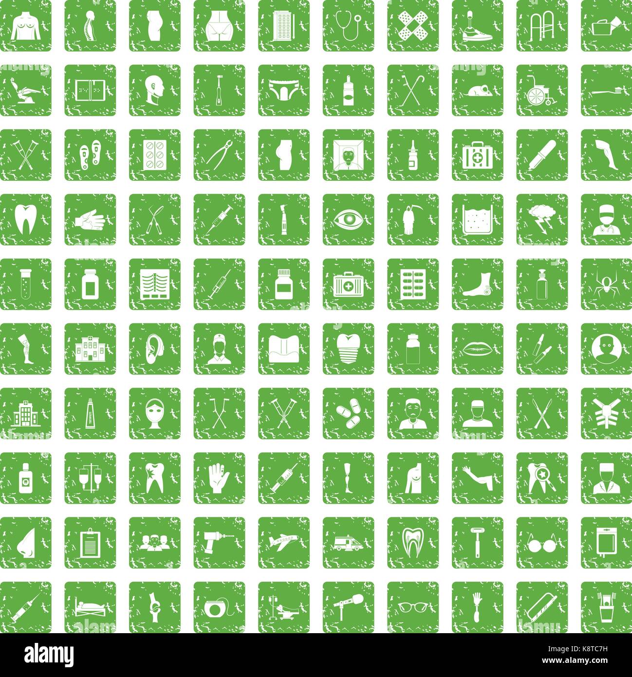 100 medical care icons set grunge green Stock Vector Image & Art - Alamy