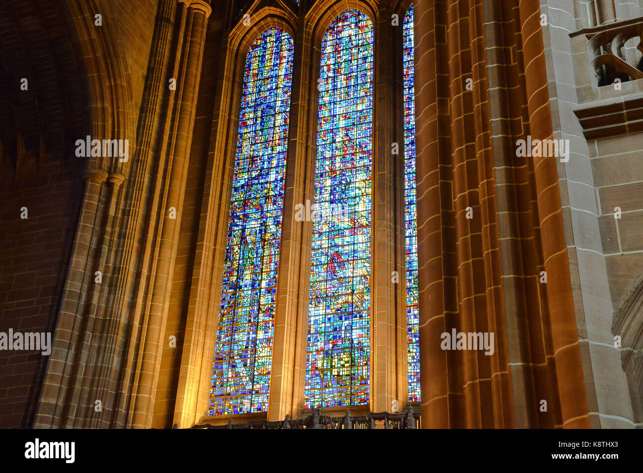 Liverpool Cathedral stained glass window Stock Photo Alamy