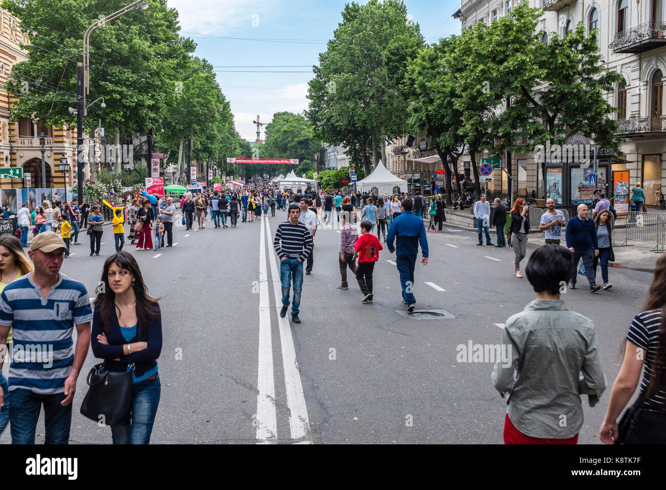 TBILISI, GEORGIA, EASTERN EUROPE - Independence Day Celebrations 26th May 2015 on Rustaveli Avenue towards Freedom Square. Stock Photo