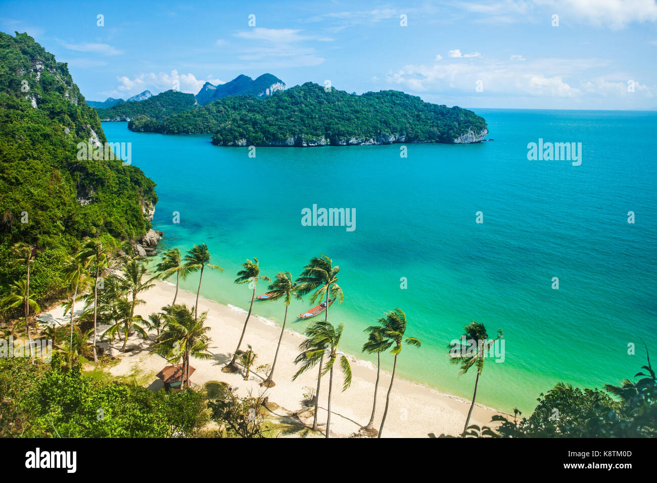 Paradise beach on tropical island. Ang Thong National Marine Park,Thailand. Top view Stock Photo
