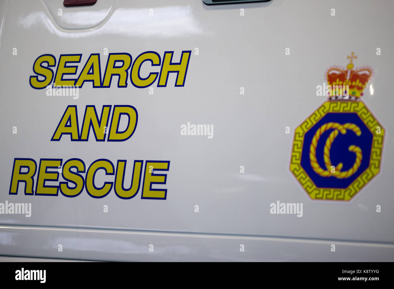 A search and rescue car logo on display during the Emergency Services ...