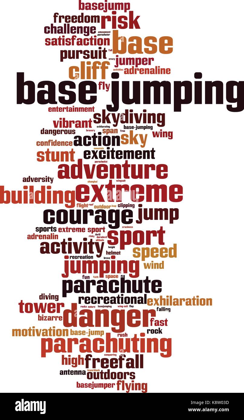 BASE jumping word cloud concept. Vector illustration Stock Vector Image