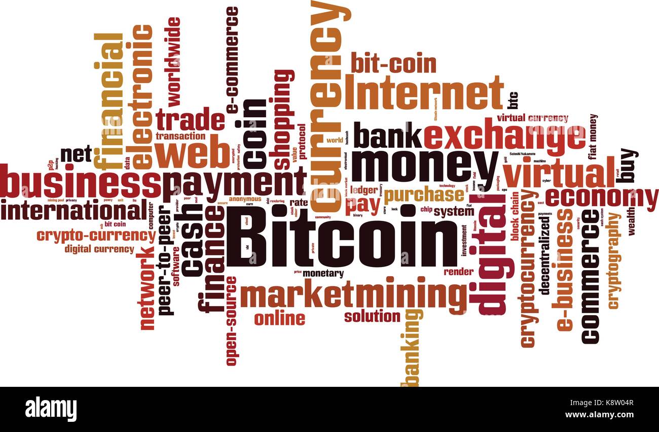 Bitcoin word cloud concept. Vector illustration Stock Vector