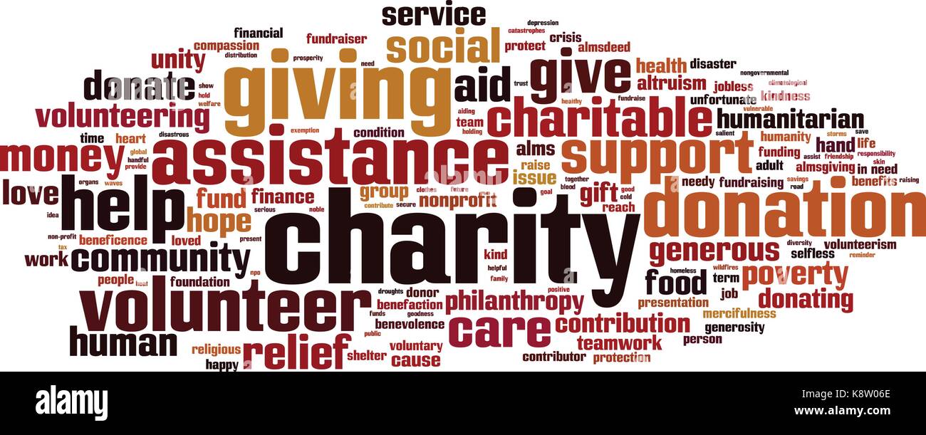 Charity word cloud concept. Vector illustration Stock Vector