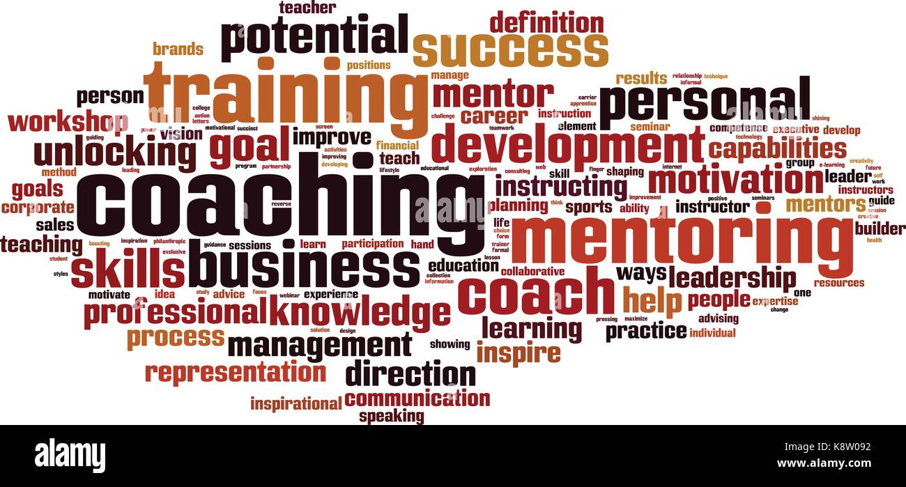 Coaching word cloud concept. Vector illustration Stock Vector