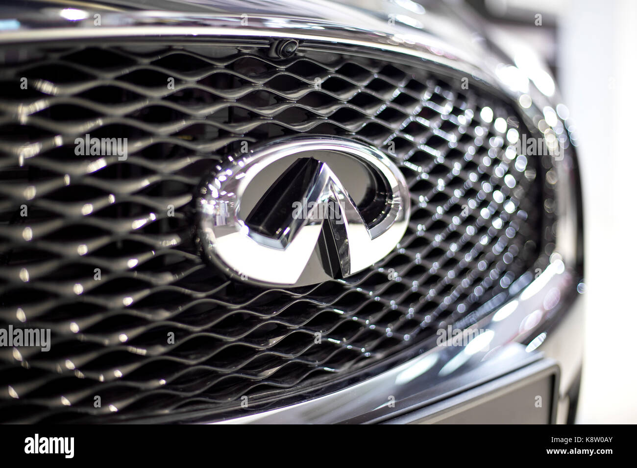 Detail of the Infiniti car. Nissan is the luxury vehicle division of Japanese automaker Nissan founded Stock Photo