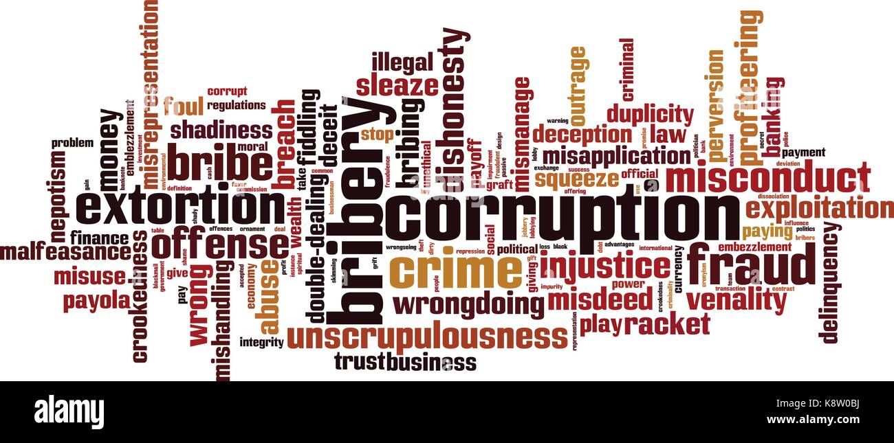 Corruption word cloud concept. Vector illustration Stock Vector