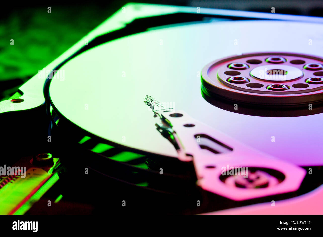 Hard disk drive platter and read / write head (HDD read/write head, Hard Drive) Stock Photo