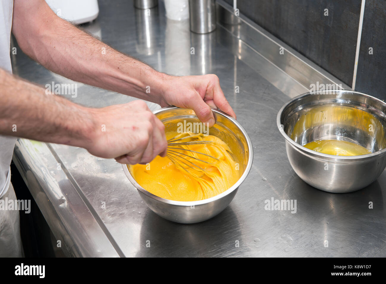the pastry cook prepares the dough Stock Photo - Alamy