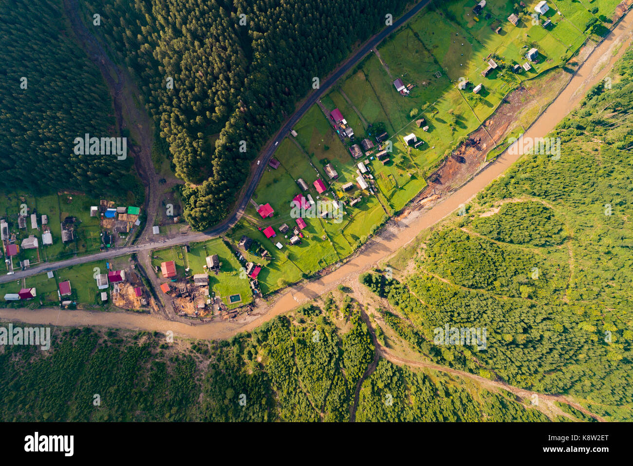 Aerial view of the village in the Carpathian mountains Stock Photo - Alamy