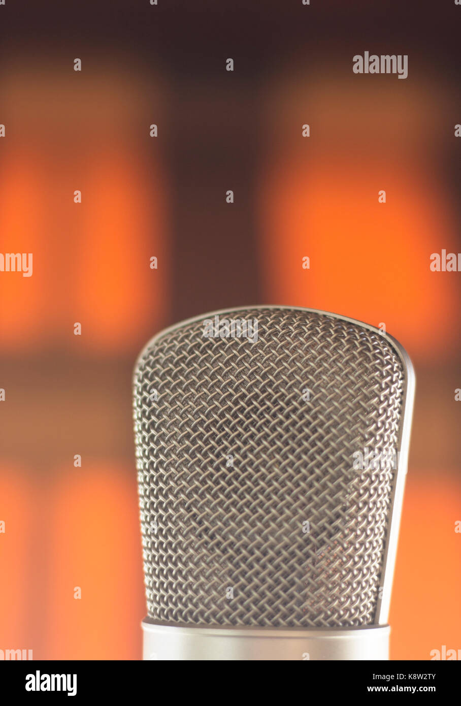 Large diaphragm condenser studio recording voice microphone to record professional voiceovers