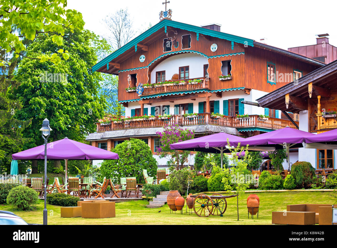 Traditional german architecture of Rottach Egern village on Tegernsee lake, Bavaria region of Germany Stock Photo