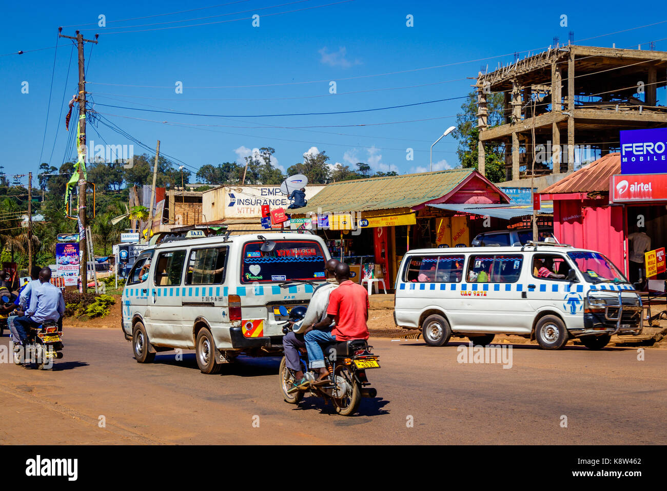 Street life on the Kampala road in Uganda Stock Photo