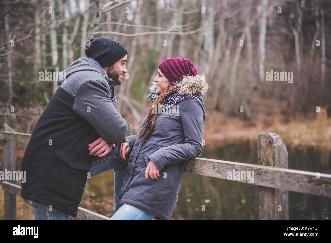 Couple in the autumn park Stock Photo - Alamy