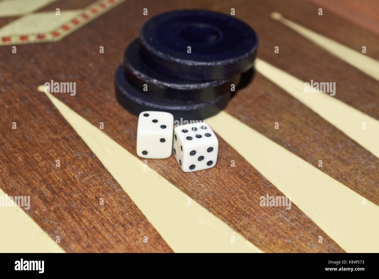 greek tavli or backgammon - board game with dice and checkers Stock Photo