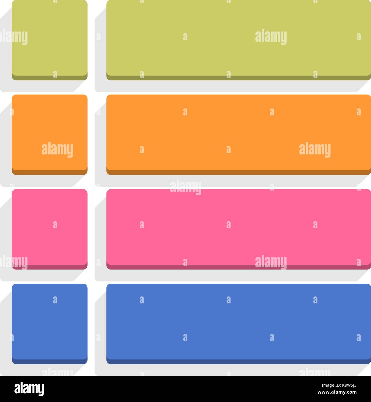 Flat blank icon square empty internet color button on white background ...