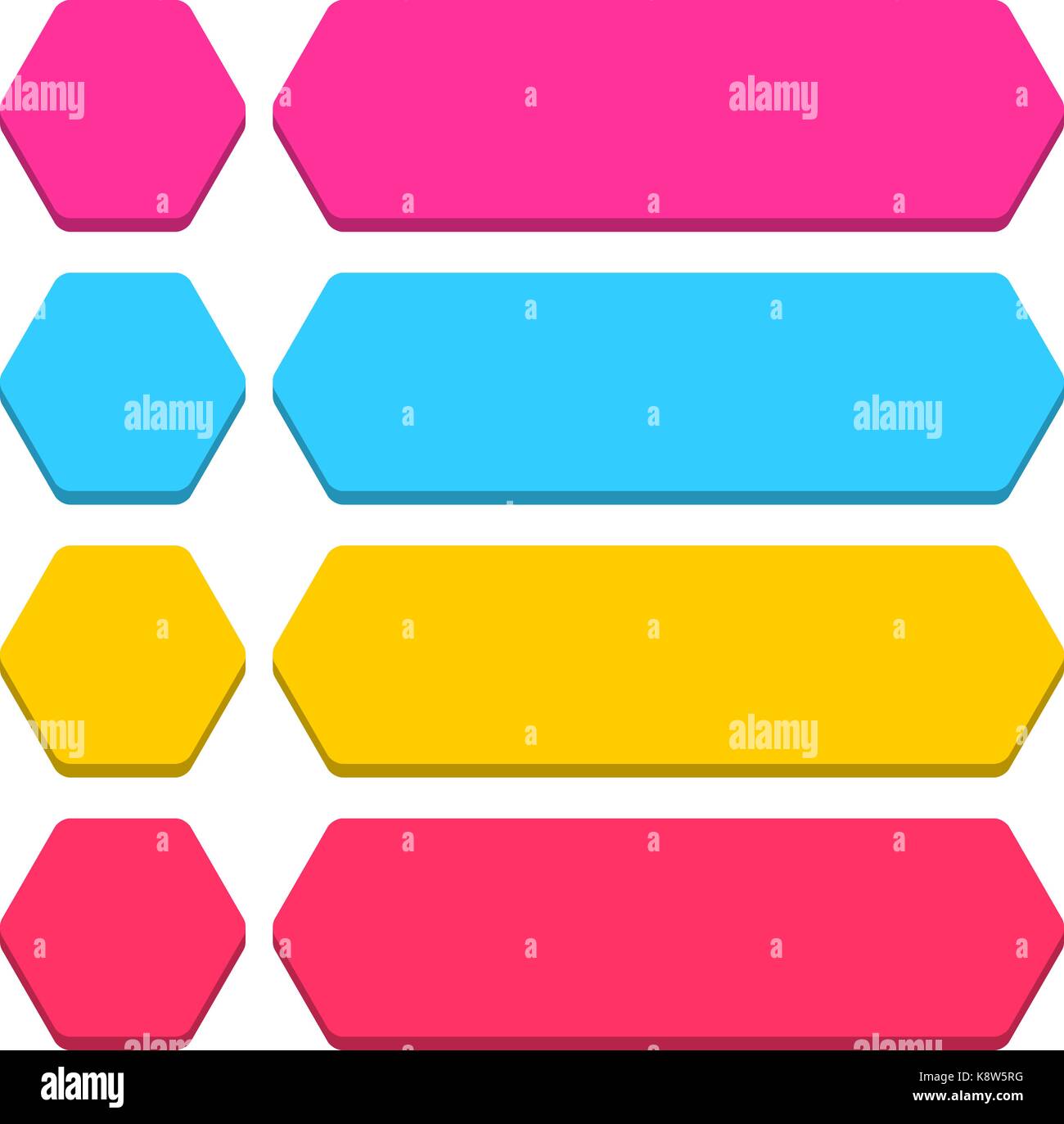 Flat blank icon hexangle empty internet color button on white ...
