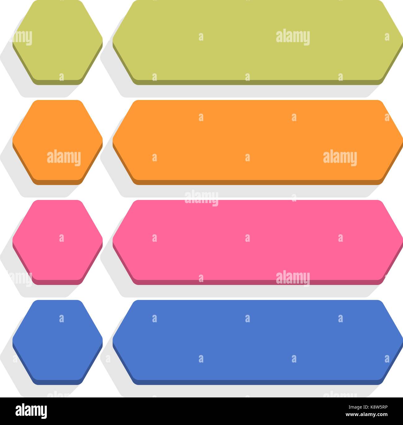 Flat blank icon hexangle empty internet color button on white ...