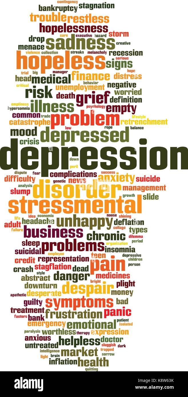 Depression word cloud concept. Vector illustration Stock Vector