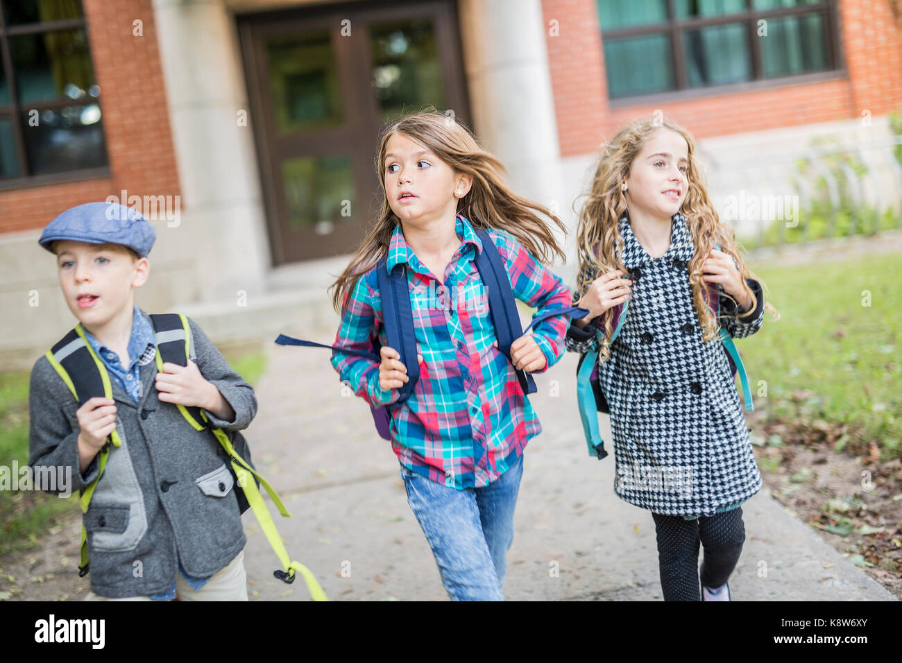 Group of primary Pupils Outside Classroom Stock Photo - Alamy