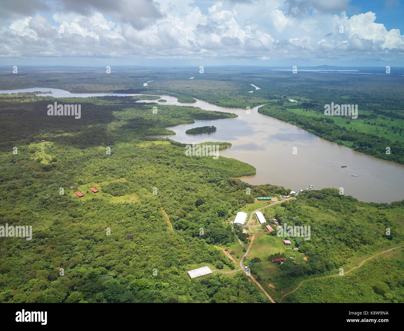 River in central america aerial drone view Stock Photo