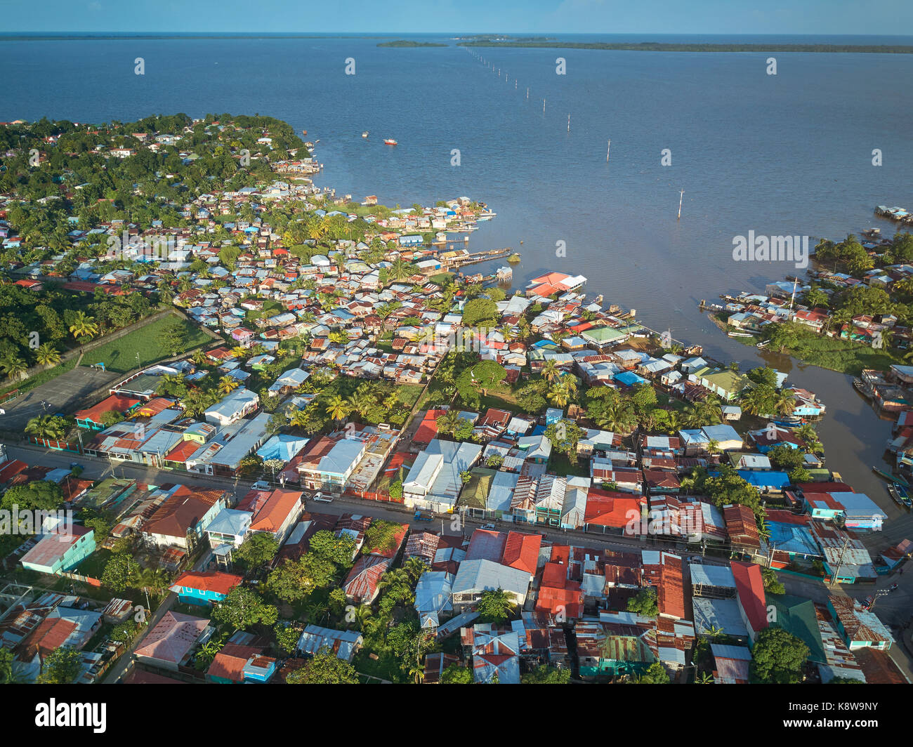 Port in Bluefields Nicaragua aerial drone view Stock Photo