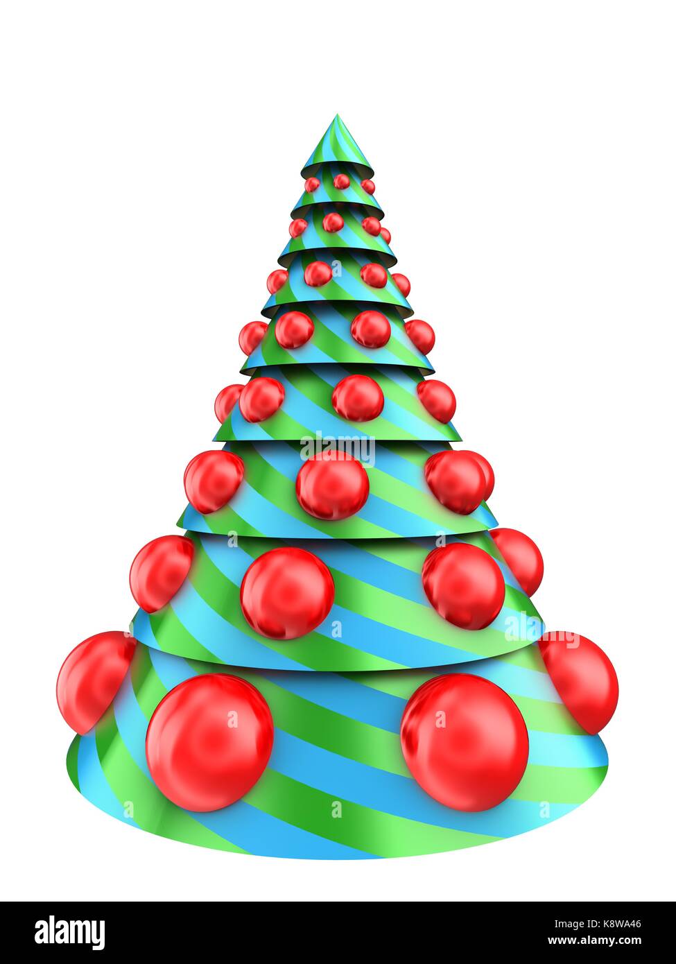3d illustration of Christmas tree over white background with Stock ...