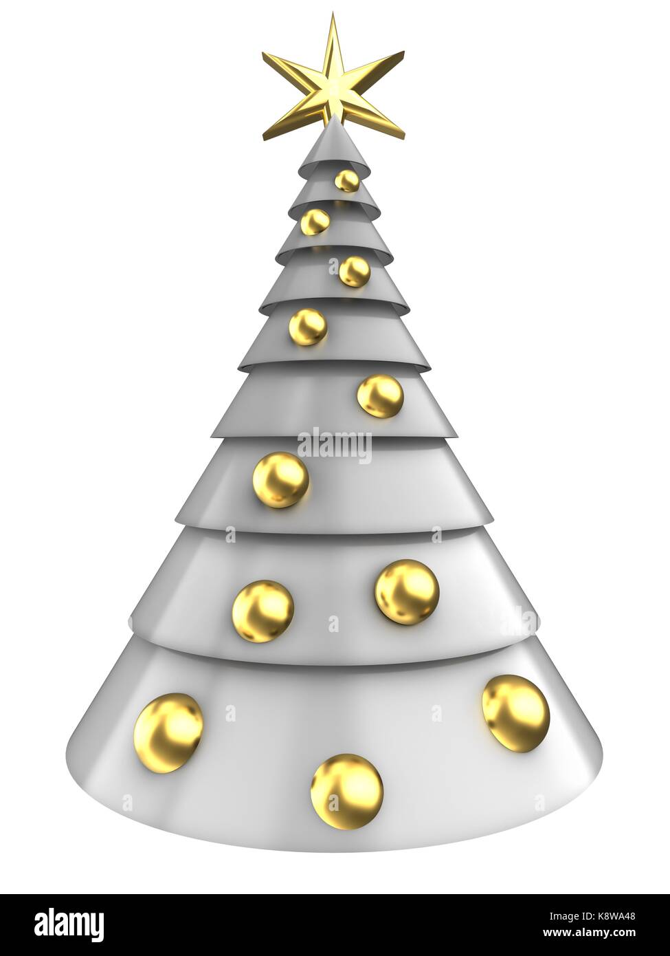 3d illustration of white Christmas tree over white background with ...