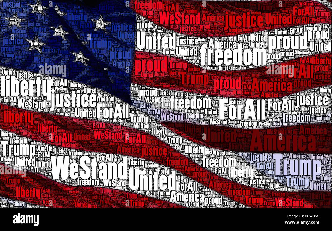 American flag art made using only words about America. Stock Photo