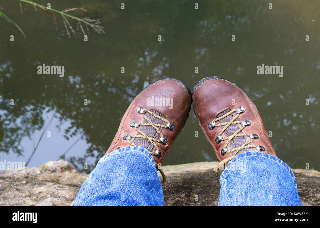 Toes Touching in Hiking Boots Stock Photo Alamy