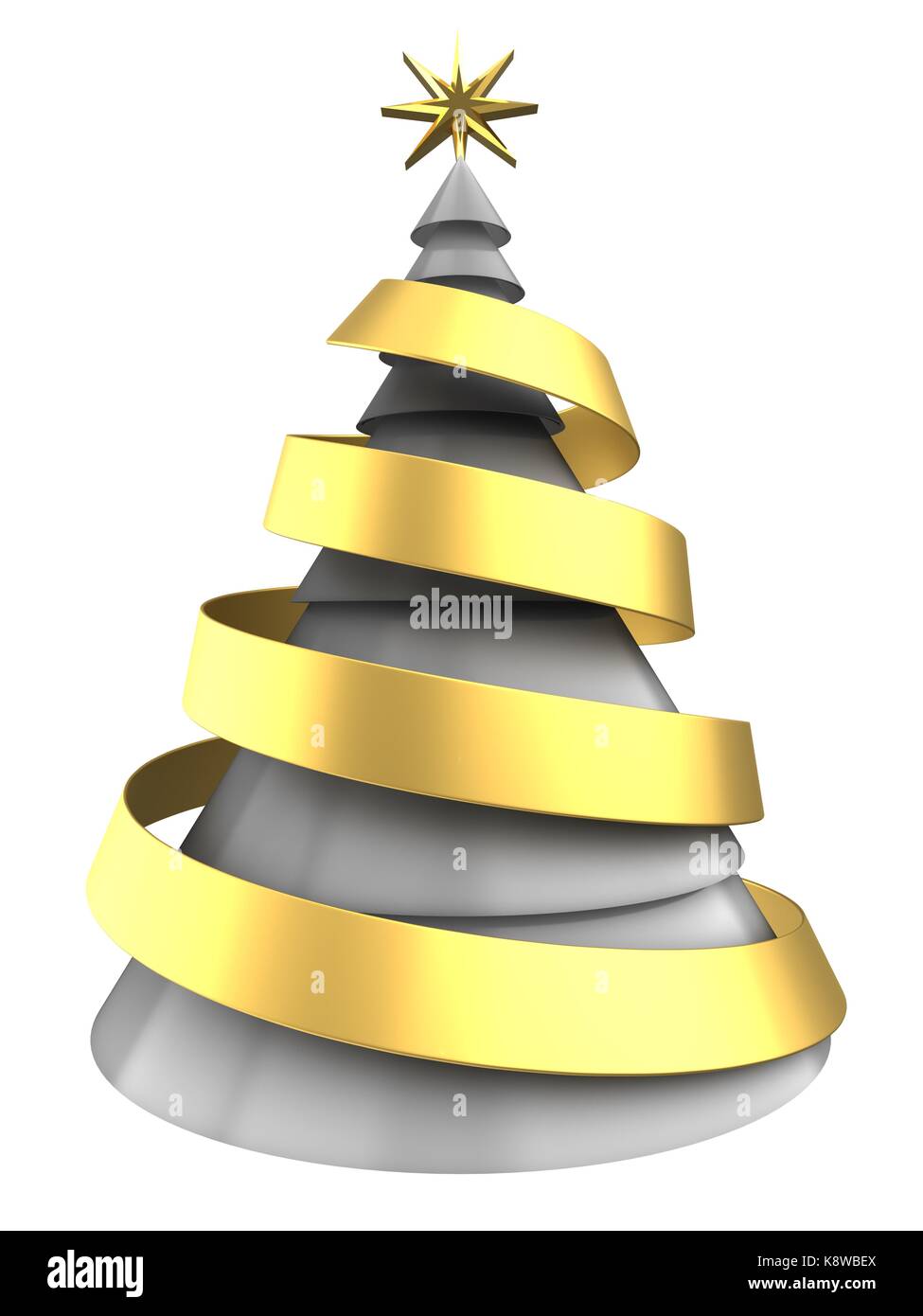 3d illustration of white Christmas tree over white background with ...