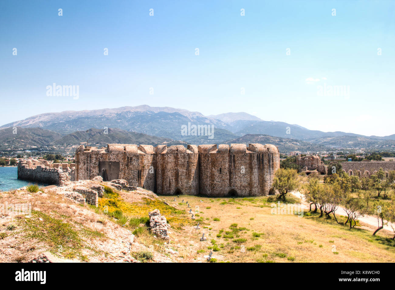 Inside the fortress near the sea in Rion in Greece Stock Photo