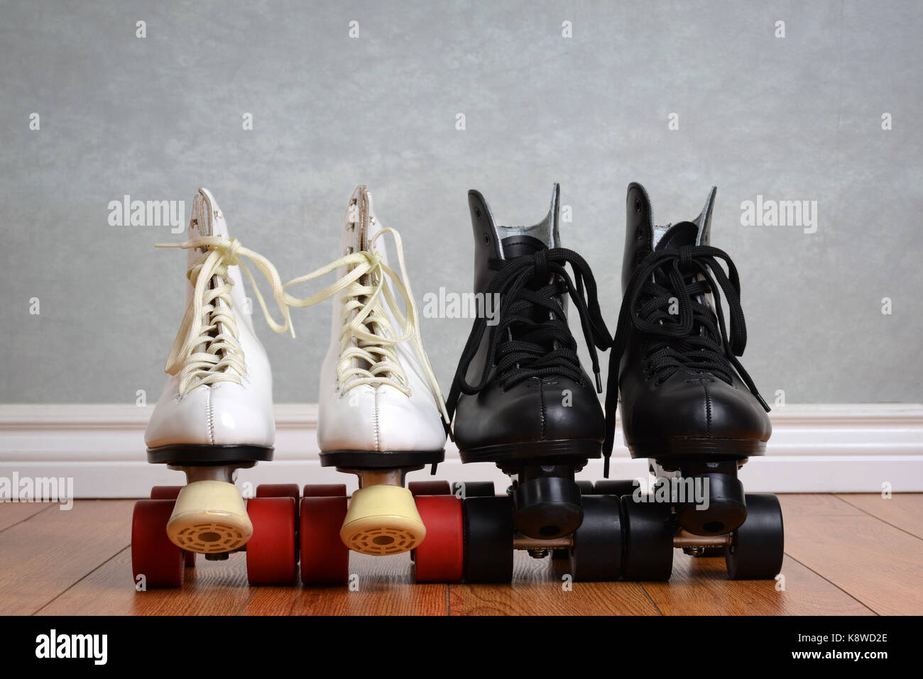 front view black and white roller skates Stock Photo Alamy