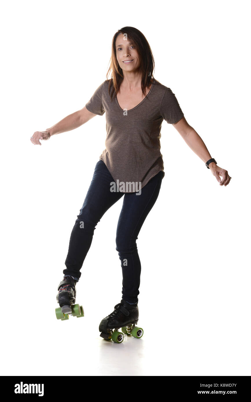 woman dancing on roller skates Stock Photo Alamy