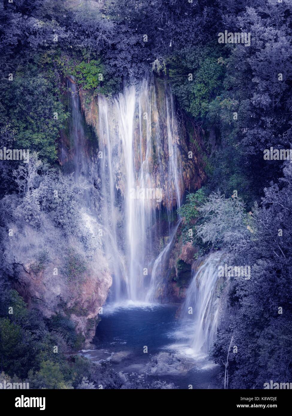 Manojlovac waterfall area in Croatia creative arty artistic manipulated color Stock Photo