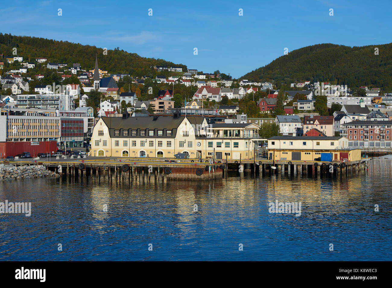The Picturesque Waterfront Of Harsted, Troms County, Norway. Stock Photo