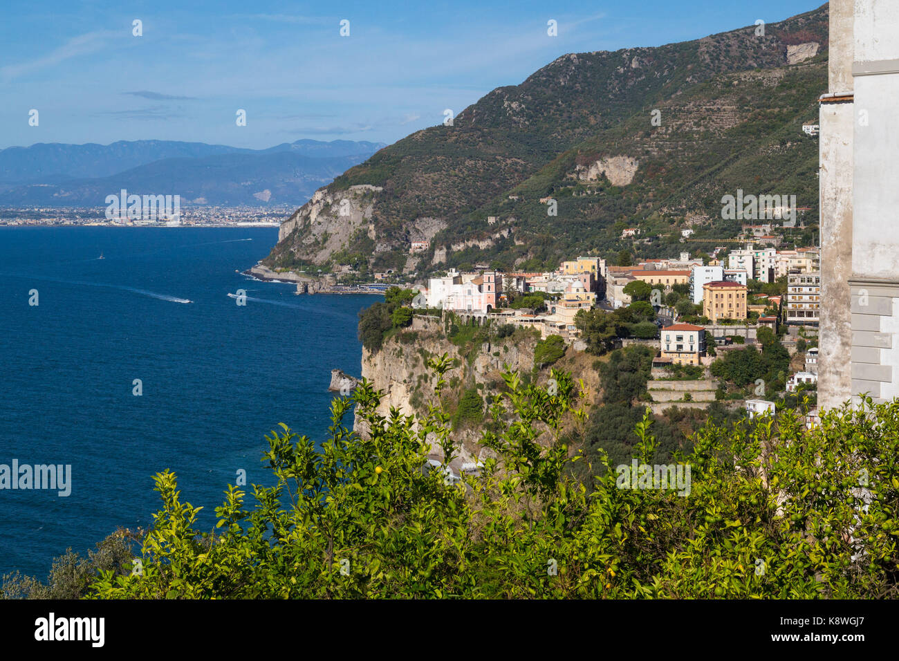 Sorrento, Italy, September 17 2017. The village of Seiano, Italy, overlooks the bay of Naples in the Mediterranean sea. © Paul Davey Stock Photo