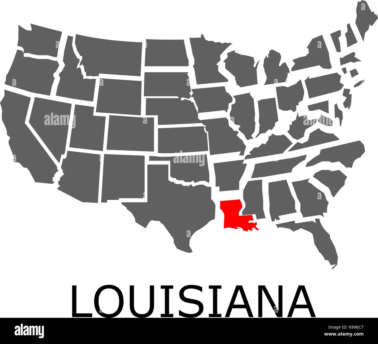 Bordering map of USA with State of Louisiana marked with red color Stock Vector Image & Art Alamy